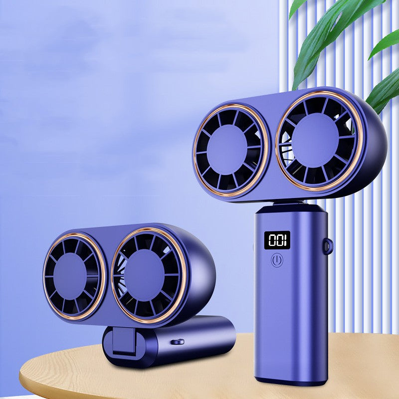 USB Handheld Mini Fan Foldable Portable Neck Hanging Fans Beauty dealsniper-net Dark Blue USB