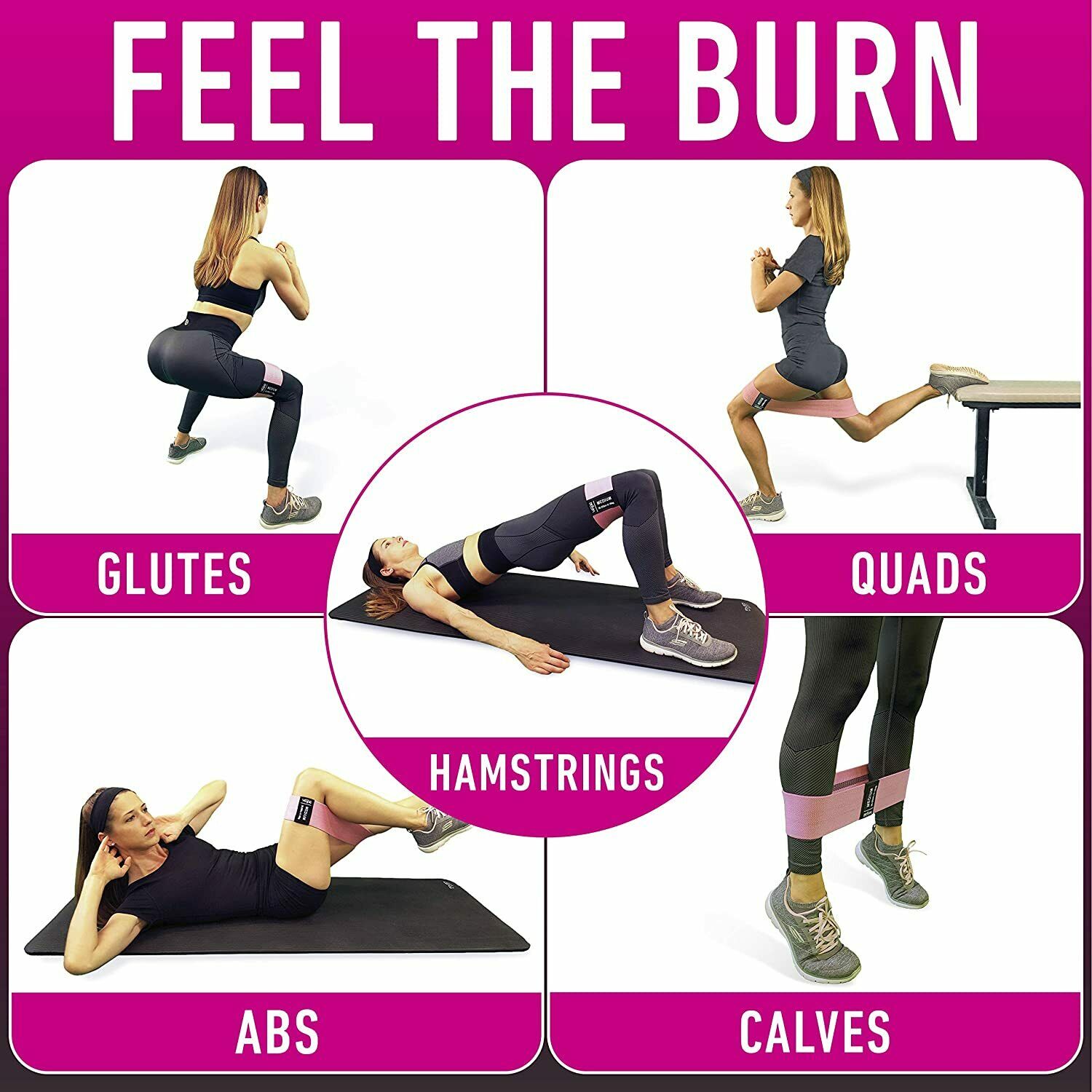 Workout Resistance Bands Loop Set Fitness Yoga Legs & Butt Workout Exercise Band Sports DealSniper.net