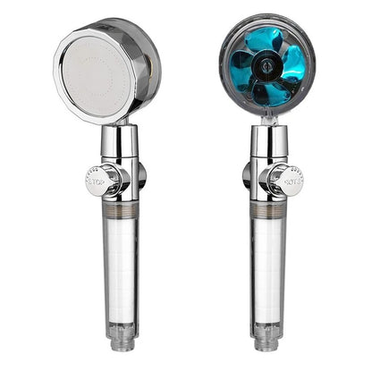 New Turbo Propeller Shower Head Water Saving High Pressure Flow House Gym From House Blue