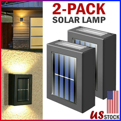 2 Pack New Solar Deck Lights Outdoor Waterproof LED Steps Lamps For Stairs Fence Home dealsniper-net