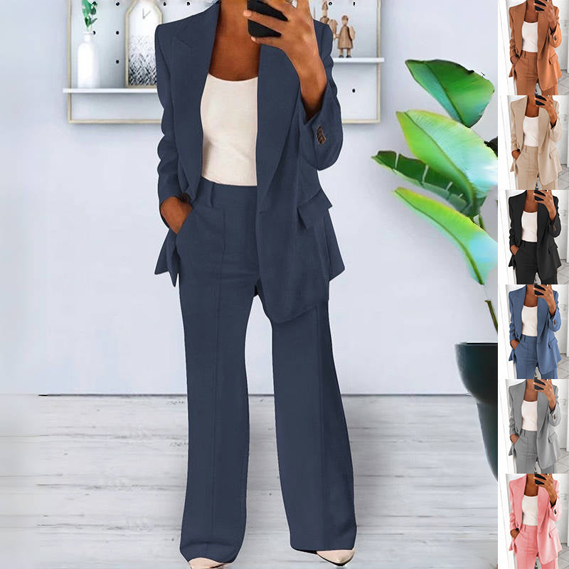 Ins Button Casual Suit Fashion Long-sleeved Lapel Blazer Jacket Women Gym From House