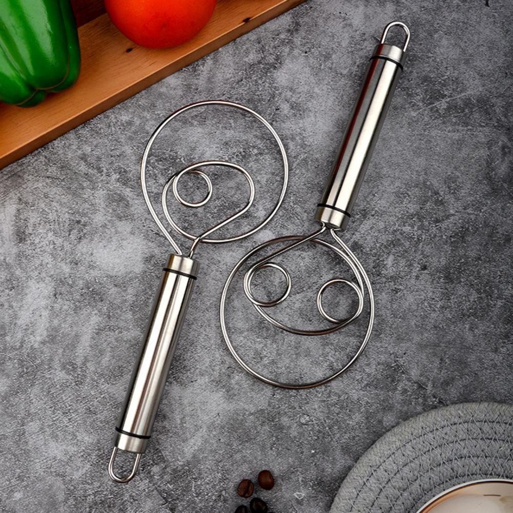 Stainless Steel Danish Flour Binocular Coil Mixer Manual Dough Mixer And Dough Tool Mixing Stick Kitchen DealSniper.net