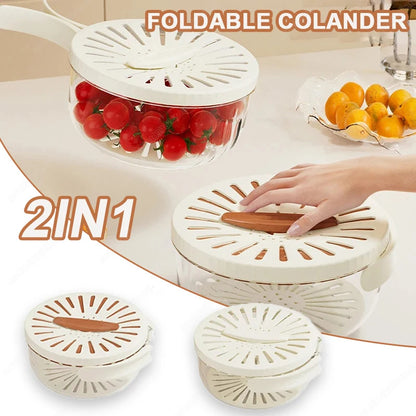 Fruit Drain Basket With Lid Vegetable Washing Bowl