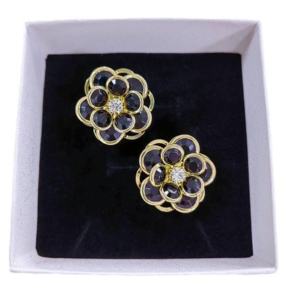Female Sweet And Simple Small Flower Stud Earrings Jewelry dealsniper-net Black 1 pair