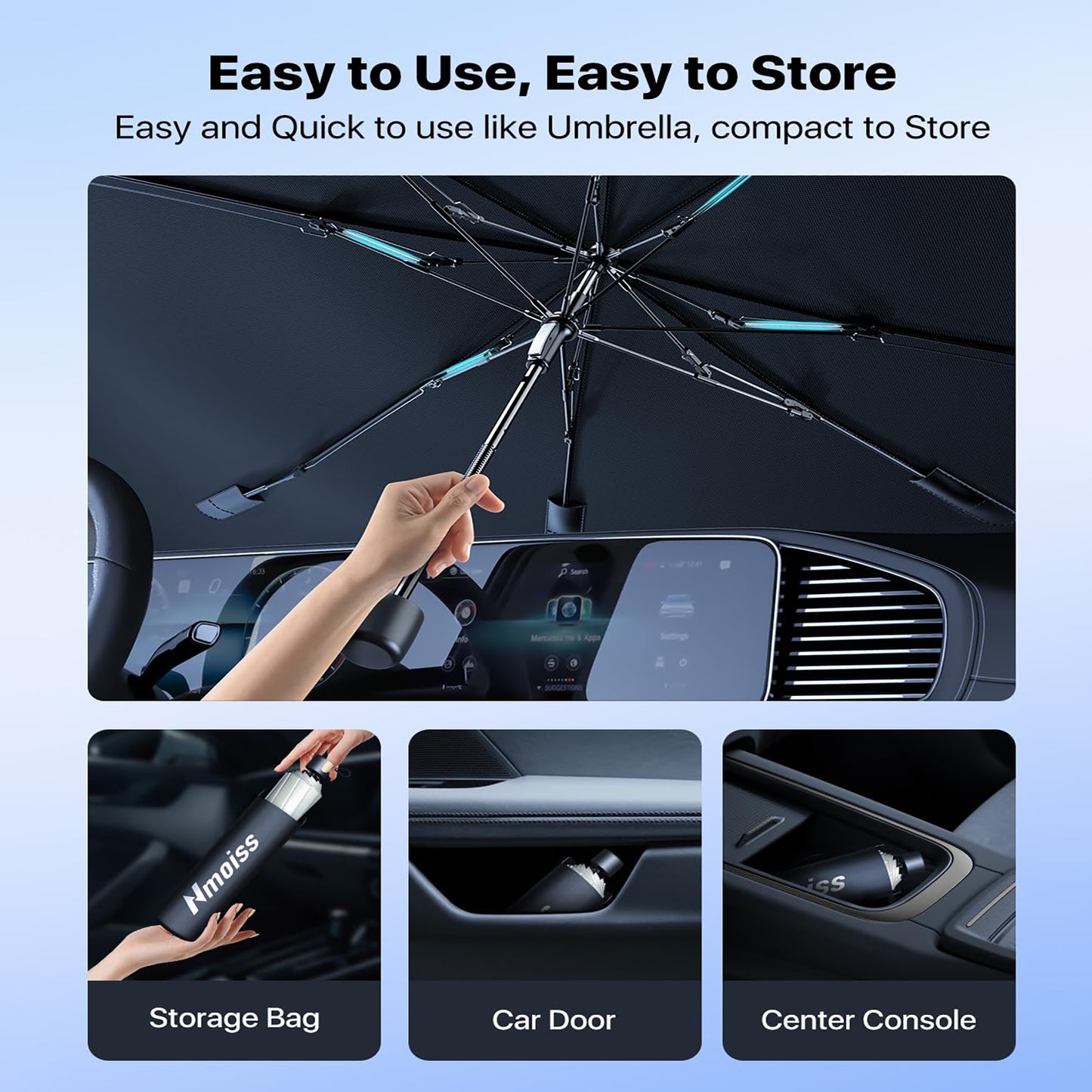 Windshield Sun Shade Umbrella For Car Spring Structure Edge Vehicle dealsniper-net