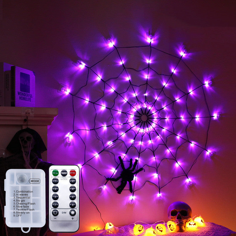 Halloween Led Spider Web String Light 5v Remote Control 8 Modes Deals DealSniper.net Purple Battery models
