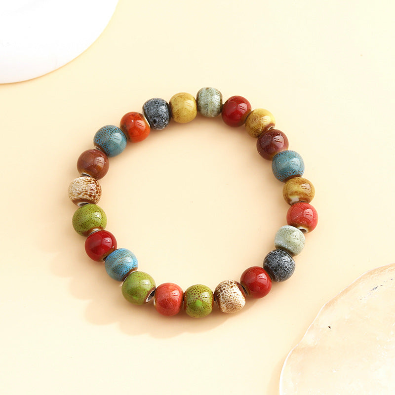 Cross-Border Retro Scenery Dezhou Ceramic Bracelet Jewelry Gym From House A 203 8mm beads Ceramic bracelet high temperat