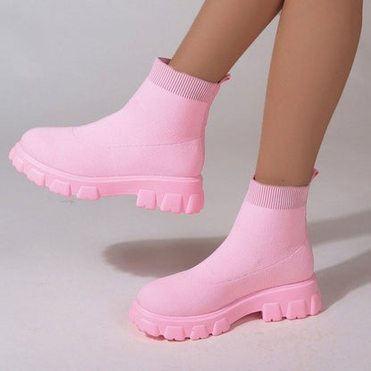 Fashion Ankle Boot Low Heel Sock Boots For Women Women dealsniper-net Pink Size35