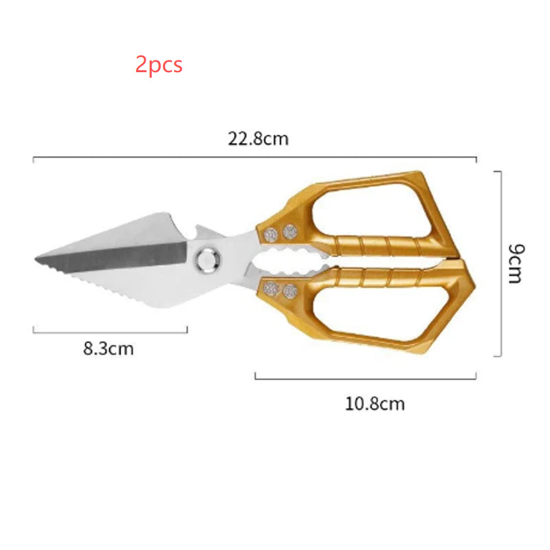 Kitchen Scissors Multi-functional Stainless Steel Ai Recorder Gym From House Color Box Package Gold 2pcs