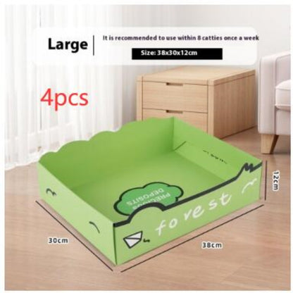Portable Folding Semi-open Thickened Disposable Litter Box Pets Gym From House Litter Box Large F006 4 Pack