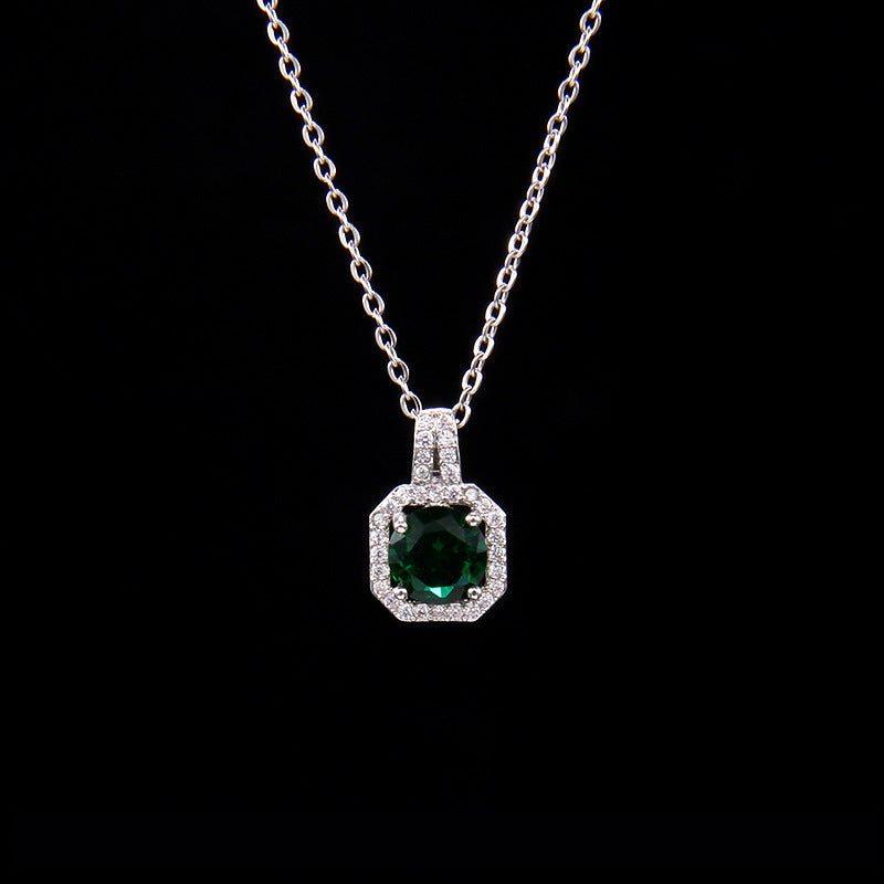 Cross-Border New Product Perfume Bottle Zircon Pendant Clavicle Chain Jewelry Gym From House Emerald square diamond