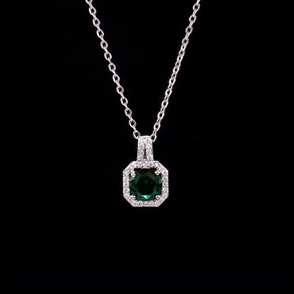 Cross-Border New Product Perfume Bottle Zircon Pendant Clavicle Chain Jewelry Gym From House Emerald square diamond