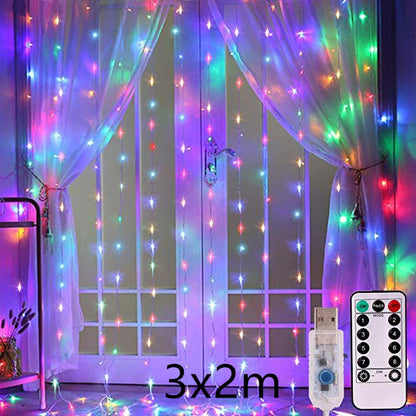 LED Curtain Garland On The Window USB String Lights