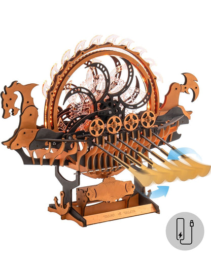 Dragon Boat Electric Mechanical 3D Wooden Puzzle Toys