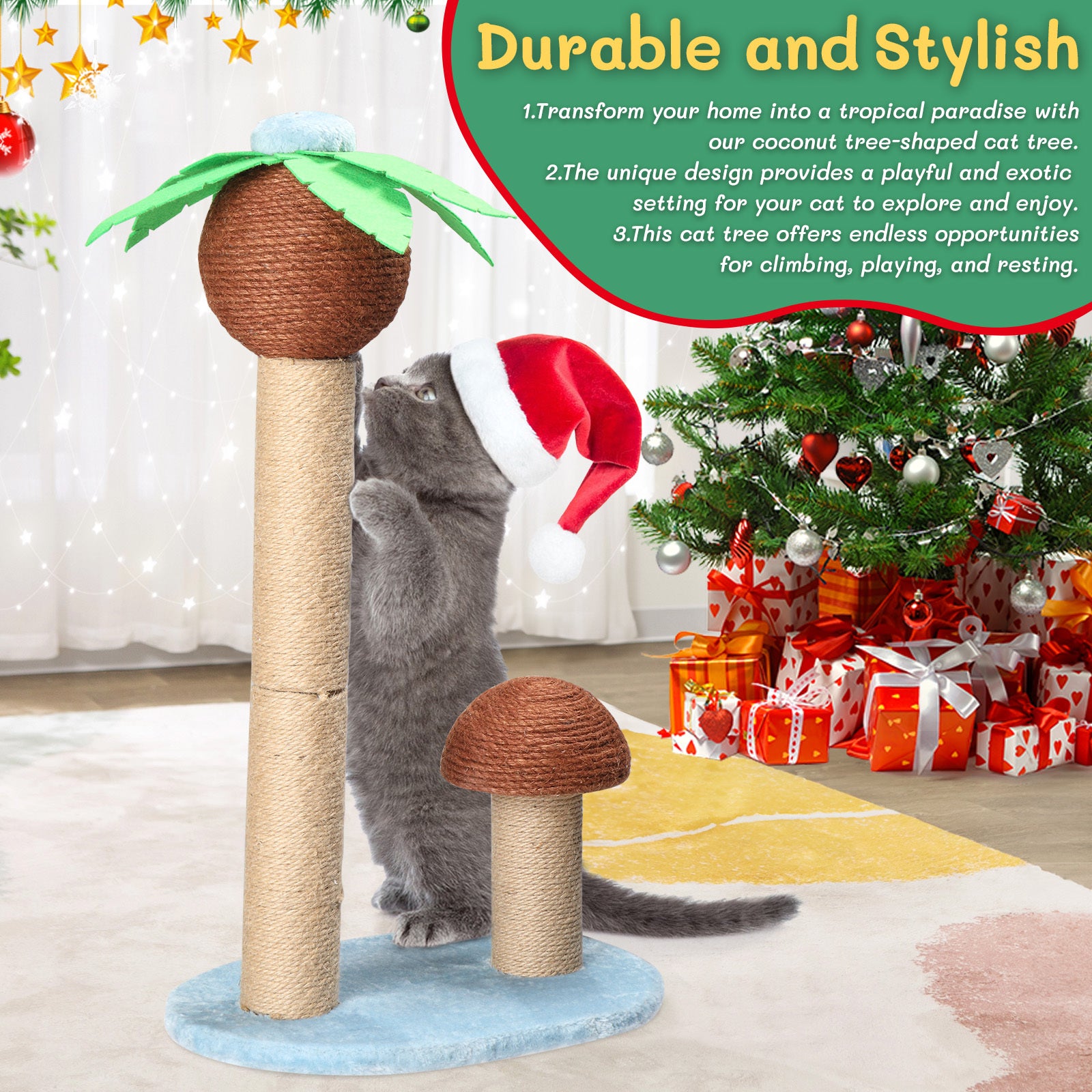 40X30X73CM CAT SCRATCHING COLUMN SISAL CAT CLIMBING FRAME Pets dealsniper-net