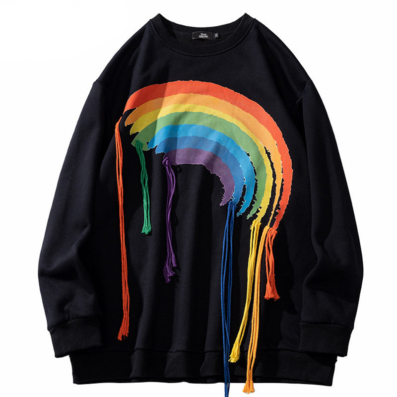 Men's And Women's Rainbow Print Long Sleeve Women dealsniper-net Black 2XL