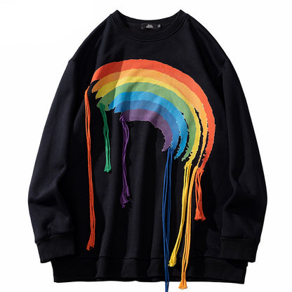 Men's And Women's Rainbow Print Long Sleeve Women dealsniper-net Black 2XL