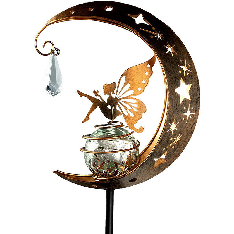 Solar Moon Fairy Lamp Outdoor Garden Iron Art