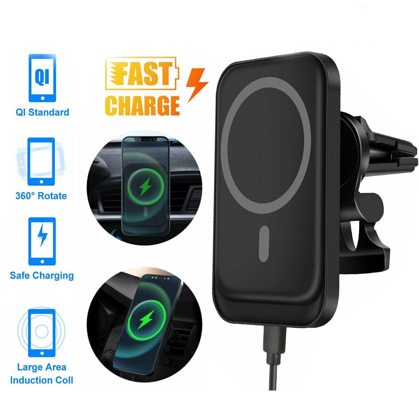 Magnetic Wireless Chargers Car Air Vent Stand Phone Holder Mini QI Fast Charging Station For Phone Vehicle dealsniper-net