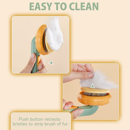 Pumpkin Self Cleaning Slicker Comb For Dog Grooming Brush Pets Gym From House
