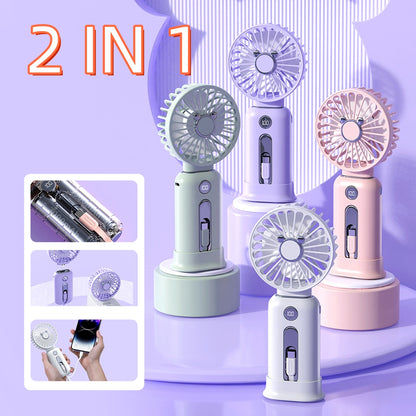 2-in-1 Handheld Fan Fast Charging Power Supply Portable Handheld Gadgets dealsniper-net