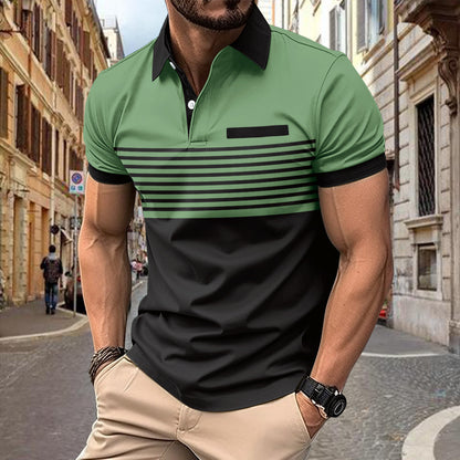 Casual Striped Shirt With Chest Pocket Men Clothing Men DealSniper.net Green L