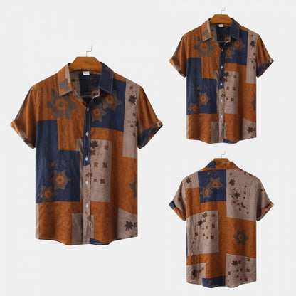 Cross-Border Men's Floral Short-Sleeved Shirts Young Men's Men DealSniper.net