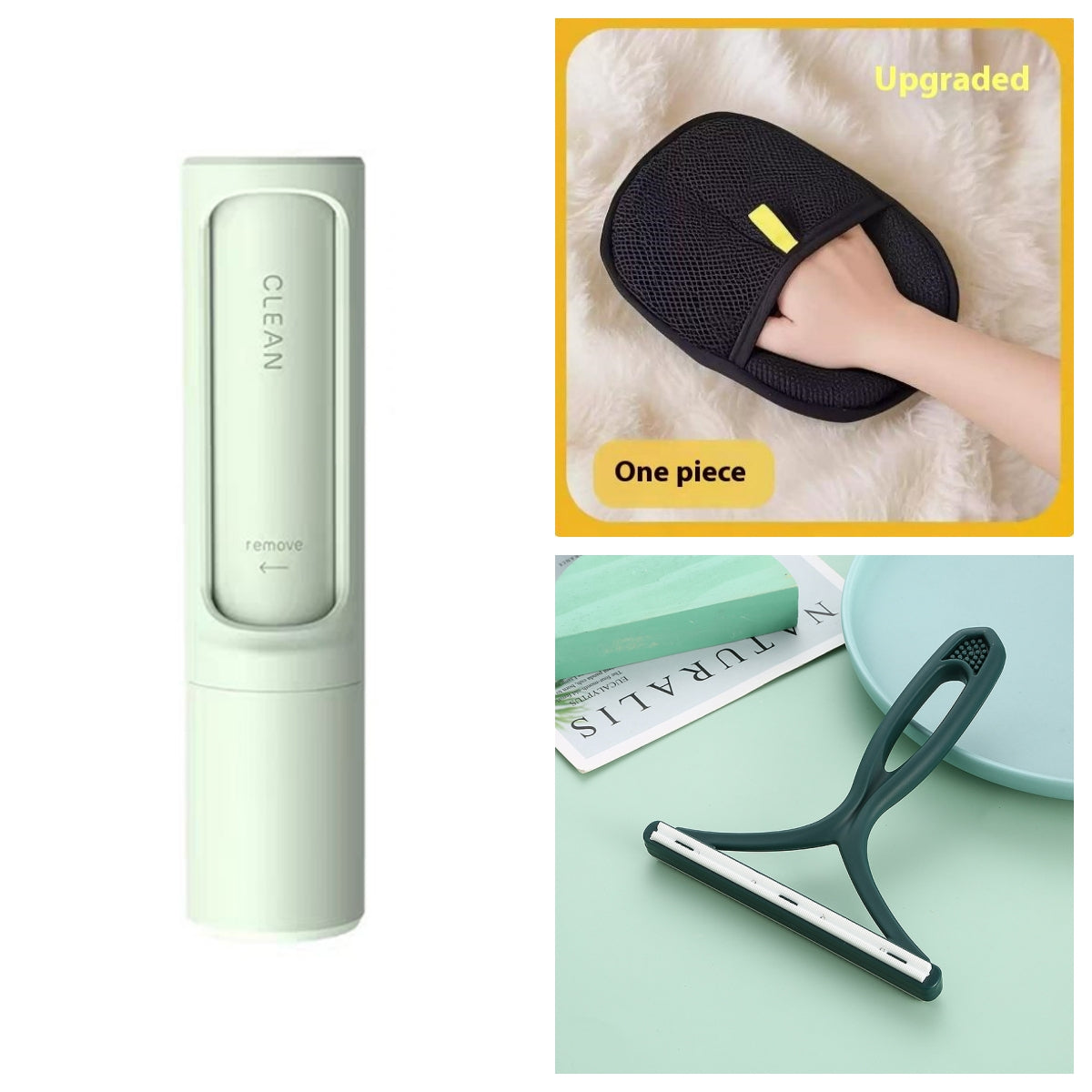 2-1 Reusable Pet Hair Remover Brush Lint Roller Portable Brush Beauty dealsniper-net Green Set