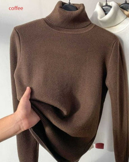 Turtle Neck Winter Sweater Women Elegant Women dealsniper-net Coffee L