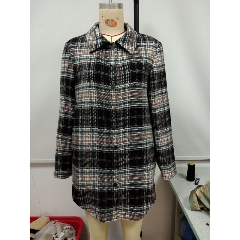 Women's Loose Casual Plush Plaid Shirt Jacket Women dealsniper-net Flower pair L