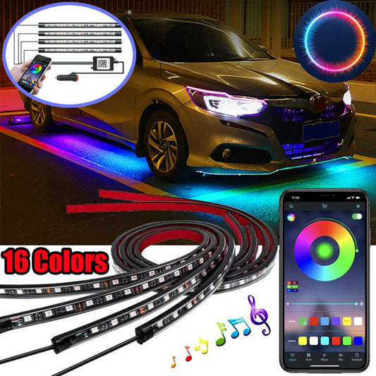 Auto LED RGB Interior Atmosphere Strip Light Decorative Foot Lamp With USB Wireless Remote Music Control Multiple Modes For Car Vehicle dealsniper-net default