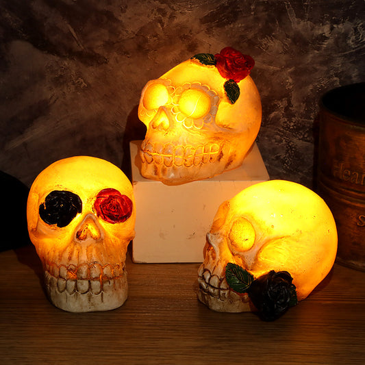 Skull Lamp Resin Ghost Skeleton Head LED Electronic Candle Light Holidays Gym From House