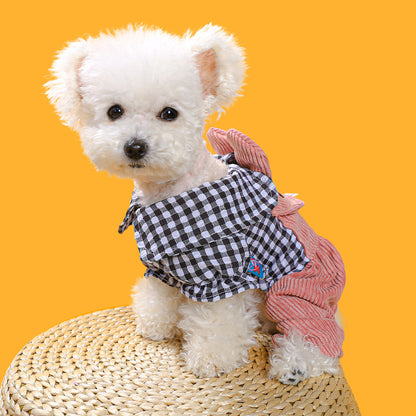 Four-legged Plaid Overalls For Pets Pets dealsniper-net