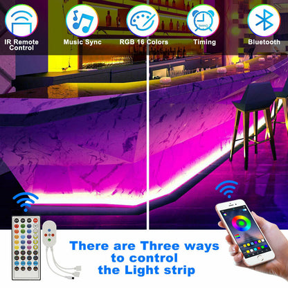 Led Strip Lights 5050 RGB Bluetooth Room Light Color Changing with Remote Home dealsniper-net