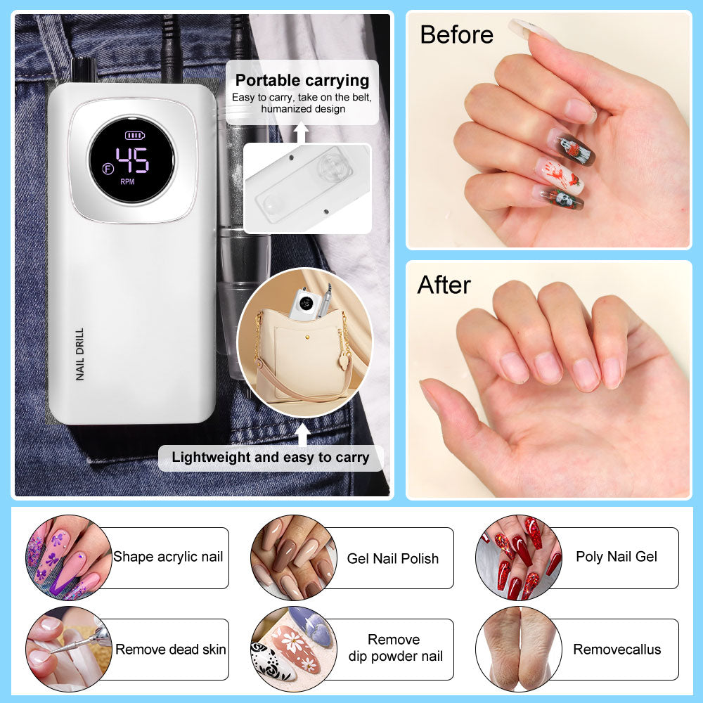 Rechargeable Electric Nail File Professional Efile Nail Drill Kit Beauty dealsniper-net