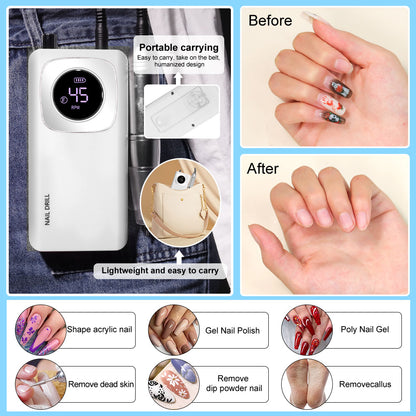 Rechargeable Electric Nail File Professional Efile Nail Drill Kit Beauty dealsniper-net