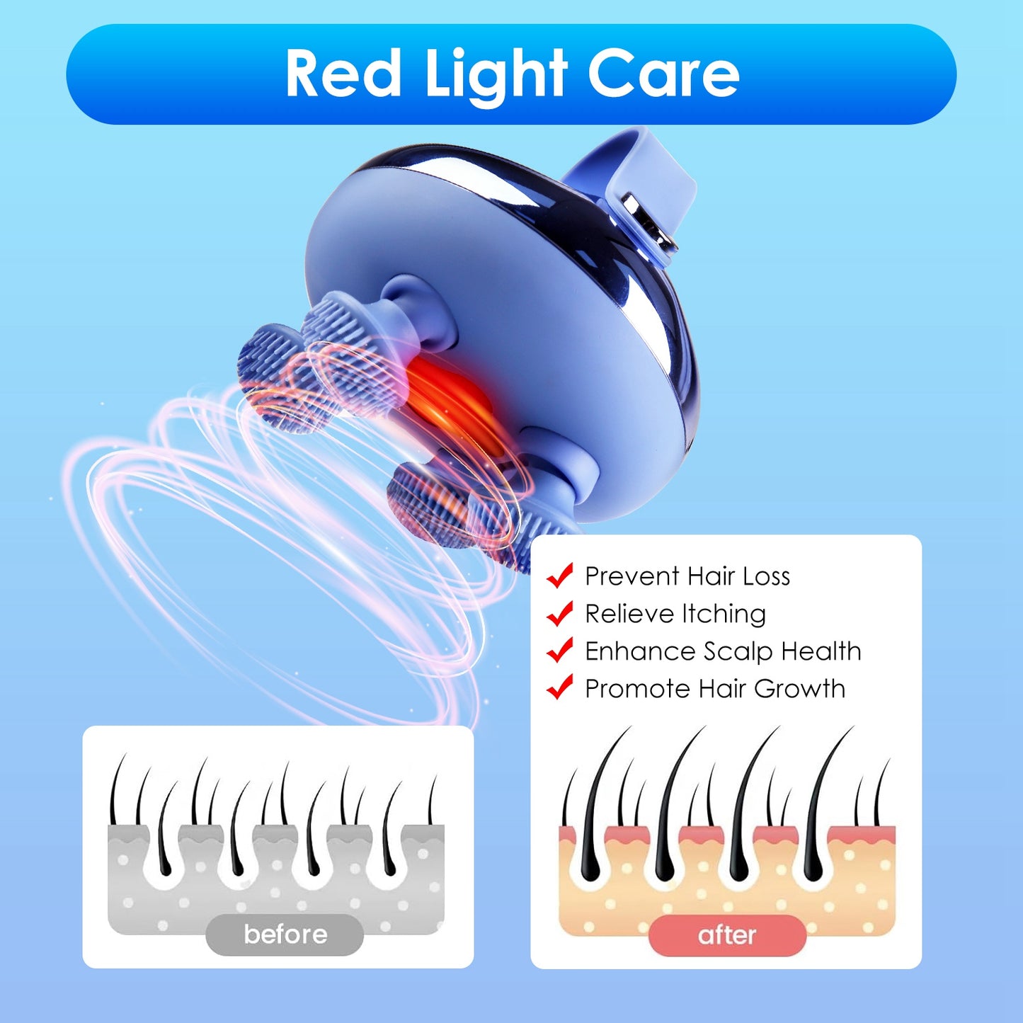 1Pc Electric Scalp Massager Rechargeable Head Massager Health Gym From House