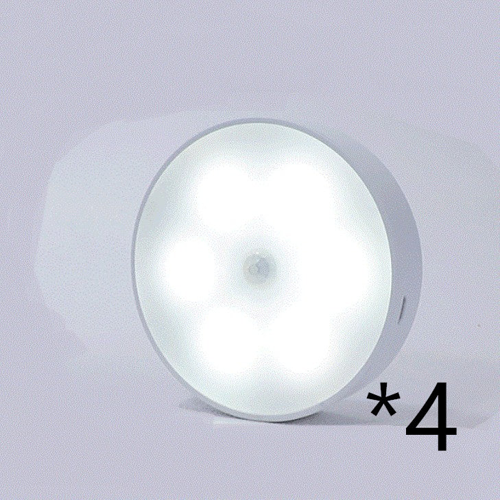 Usb Rechargeable Motion Sensor Light Round Wireless LED Light Kitchen dealsniper-net 4pcs White light USB