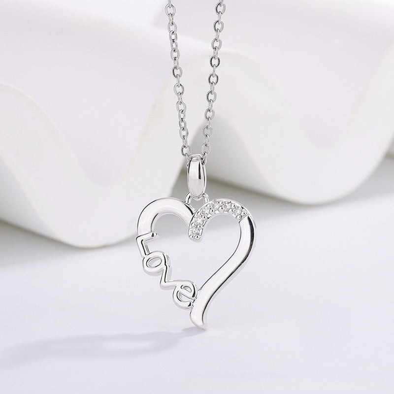 Creative Heart Design LOVE Titanium Steel Necklace LOVE Pendant Jewelry dealsniper-net