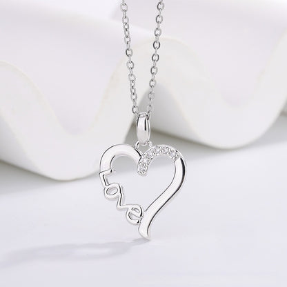 Creative Heart Design LOVE Titanium Steel Necklace LOVE Pendant Jewelry dealsniper-net