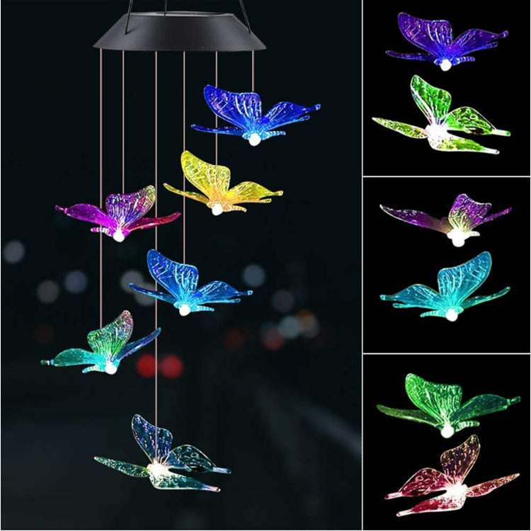 Outdoor Solar Wind Chime Lamp Hummingbird Butterfly Ball Wind