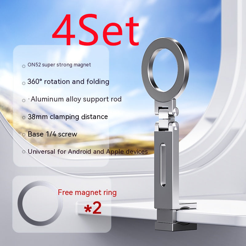 360-degree Rotating Folding Travel Mobile Phone Magnetic Bracket Gadgets Gym From House Silver 4Set