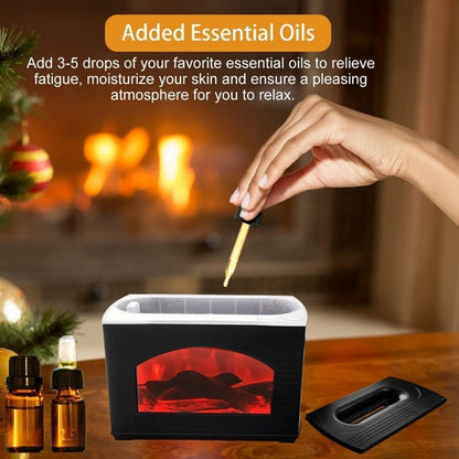 Flame Humidifier Essential Oil Diffuser With Fireplace Light