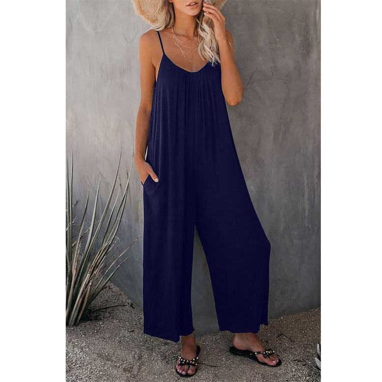 Women's Loose Sleeveless Jumpsuits Romper Jumpsuit Women dealsniper-net Dark blue 2XL