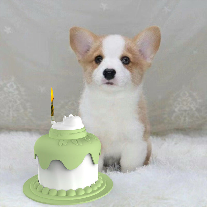 Multifunctional Cake Shape Cat Toy Creative Pet Feeding Bowl Pets dealsniper-net Dog Green Cake Bowl 13x11x9.5cm