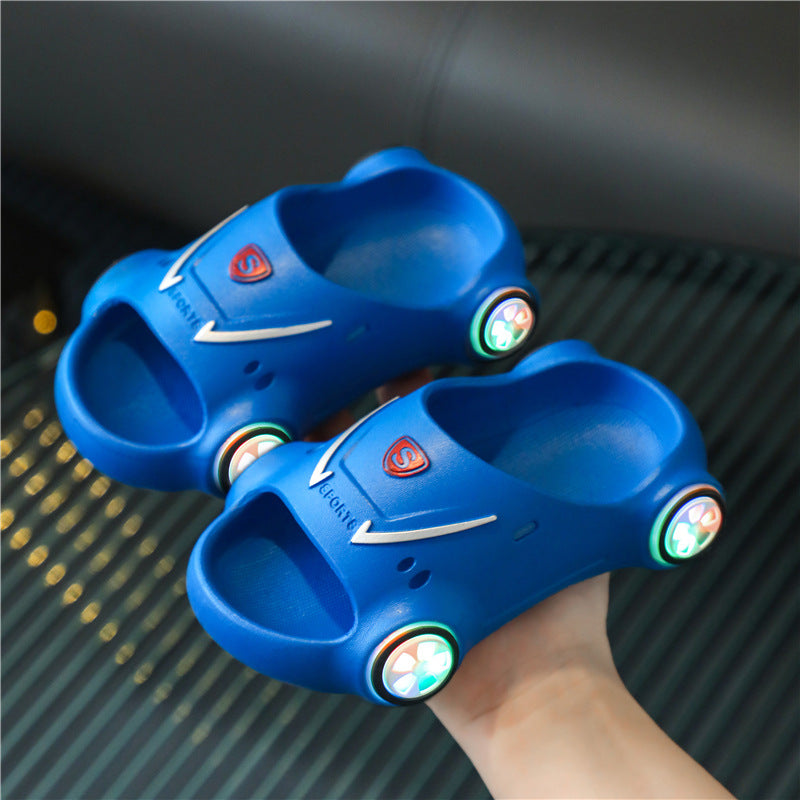 Kids Glowing Slippers Cartoon Car Sandals Children Sandals Anti Slip Boys Girls Luminous Slippers Summer Beach Shoes Kids dealsniper-net Blue 20or21