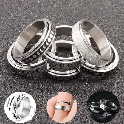 Stainless Steel Rotatable Spinner Ring Moon Stars Relieve Anxiety Rings Jewelry dealsniper-net