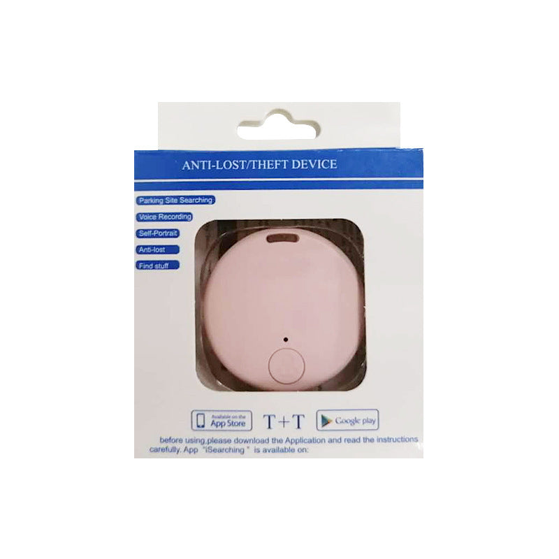 Round Bluetooth Anti-lost Device Is Small And Portable Pets dealsniper-net Pink Color box