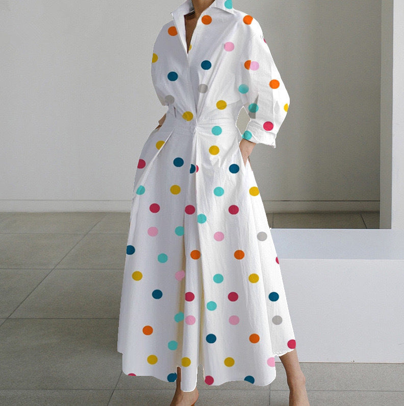 Long-sleeve Blouse Elastic Waist Swing Dress Women DealSniper.net
