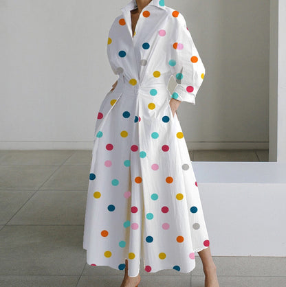 Long-sleeve Blouse Elastic Waist Swing Dress Women DealSniper.net